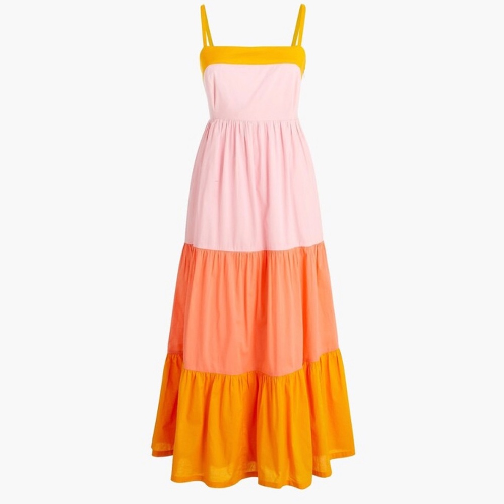 NWT! J.Crew Factory Square-Neck Tiered Dress